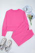 Raw Edge Half Button Pullover Jogger Pant Sets