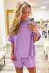 Raw Edge Patch Pocket Oversized Top And Shorts Set