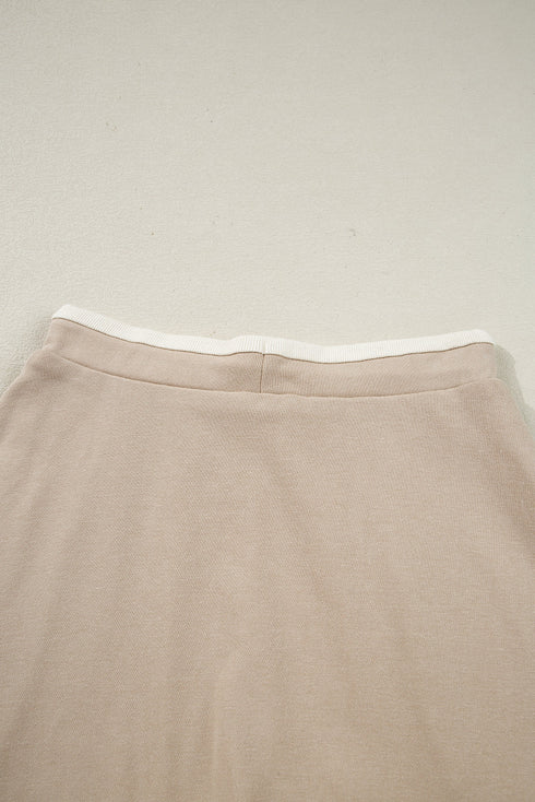 Raw Edge Patchwork Cropped Pullover Skirt Two Piece Dress