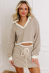 Raw Edge Patchwork Cropped Pullover Skirt Two Piece Dress