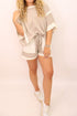 Raw Edge Patchwork Oversized Tee And Short Set
