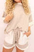 Raw Edge Patchwork Oversized Tee And Short Set