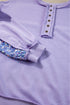 Raw Edge Sequin Sleeve Henley Pullover