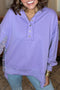 Raw Edge Sequin Sleeve Henley Pullover