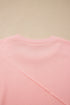 Raw Edge Striped Patchwork Panel Long Sleeve Top