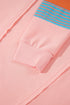 Raw Edge Striped Patchwork Panel Long Sleeve Top