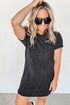 Raw Edge Textured Ribbed Knit Shift Dress
