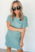 Raw Edge Textured Ribbed Knit Shift Dress