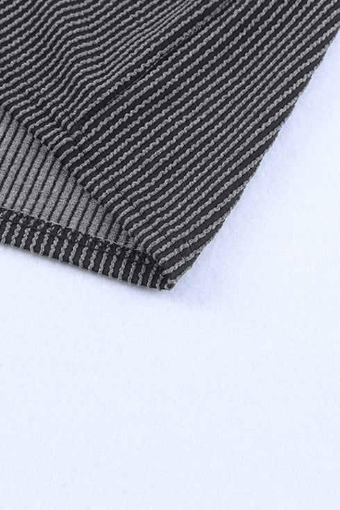 Raw Edge Textured Ribbed Knit Shift Dress