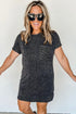 Raw Edge Textured Ribbed Knit Shift Dress
