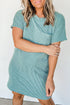 Raw Edge Textured Ribbed Knit Shift Dress