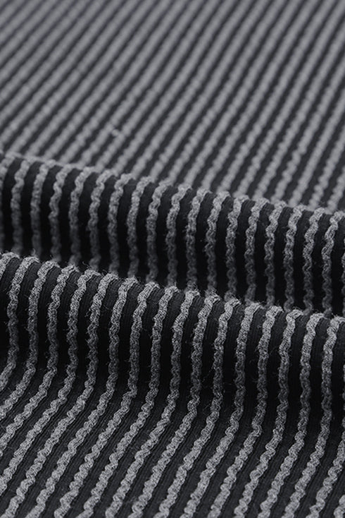 Raw Edge Textured Ribbed Knit Shift Dress