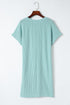 Raw Edge Textured Ribbed Knit Shift Dress