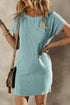 Raw Edge Textured Ribbed Knit Shift Dress