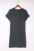 Raw Edge Textured Ribbed Knit Shift Dress