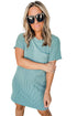 Raw Edge Textured Ribbed Knit Shift Dress
