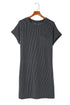 Raw Edge Textured Ribbed Knit Shift Dress