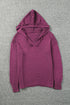 Raw Edge V Neck Ribbed Knit Hooded Sweater