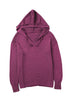 Raw Edge V Neck Ribbed Knit Hooded Sweater