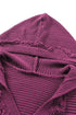Raw Edge V Neck Ribbed Knit Hooded Sweater