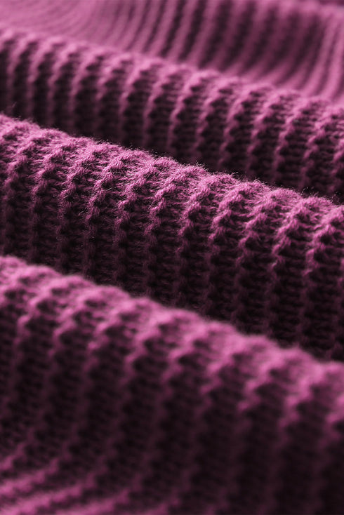 Raw Edge V Neck Ribbed Knit Hooded Sweater