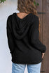 Raw Edge V Neck Ribbed Knit Hooded Sweater