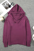 Raw Edge V Neck Ribbed Knit Hooded Sweater