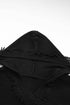 Raw Edge V Neck Ribbed Knit Hooded Sweater