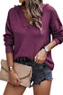 Raw Edge V Neck Ribbed Knit Hooded Sweater