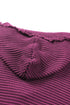 Raw Edge V Neck Ribbed Knit Hooded Sweater