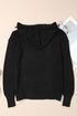Raw Edge V Neck Ribbed Knit Hooded Sweater