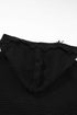 Raw Edge V Neck Ribbed Knit Hooded Sweater