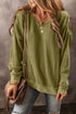 Raw Edge Waffle Knit Relaxed Long Sleeve Top