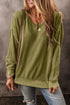Raw Edge Waffle Knit Relaxed Long Sleeve Top
