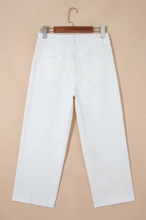 Raw Hem Ankle Length Loose Denim Jeans