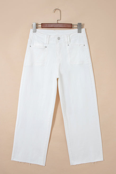 Raw Hem Ankle Length Loose Denim Jeans