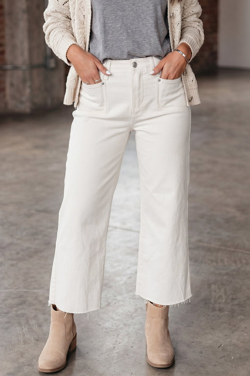 Raw Hem Ankle Length Loose Denim Jeans