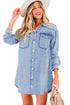 Raw Hem Chest Pocket Denim Loose T Shirt Dress