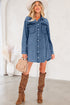 Raw Hem Chest Pocket Denim Loose T Shirt Dress