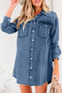 Raw Hem Chest Pocket Denim Loose T Shirt Dress