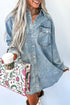 Raw Hem Chest Pocket Denim Loose T Shirt Dress