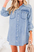 Raw Hem Chest Pocket Denim Loose T Shirt Dress