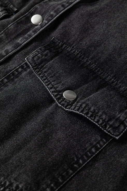 Raw Hem Chest Pocket Denim Loose T Shirt Dress