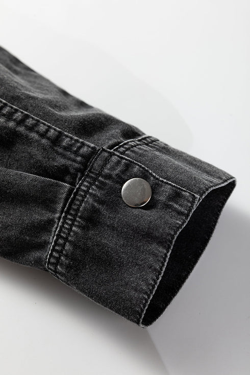 Raw Hem Chest Pocket Denim Loose T Shirt Dress