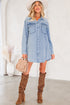 Raw Hem Chest Pocket Denim Loose T Shirt Dress