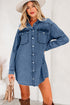 Raw Hem Chest Pocket Denim Loose T Shirt Dress