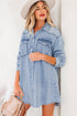 Raw Hem Chest Pocket Denim Loose T Shirt Dress