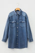 Raw Hem Chest Pocket Denim Loose T Shirt Dress