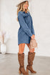 Raw Hem Chest Pocket Denim Loose T Shirt Dress