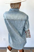 Raw Hem Chest Pocket Denim Loose T Shirt Dress